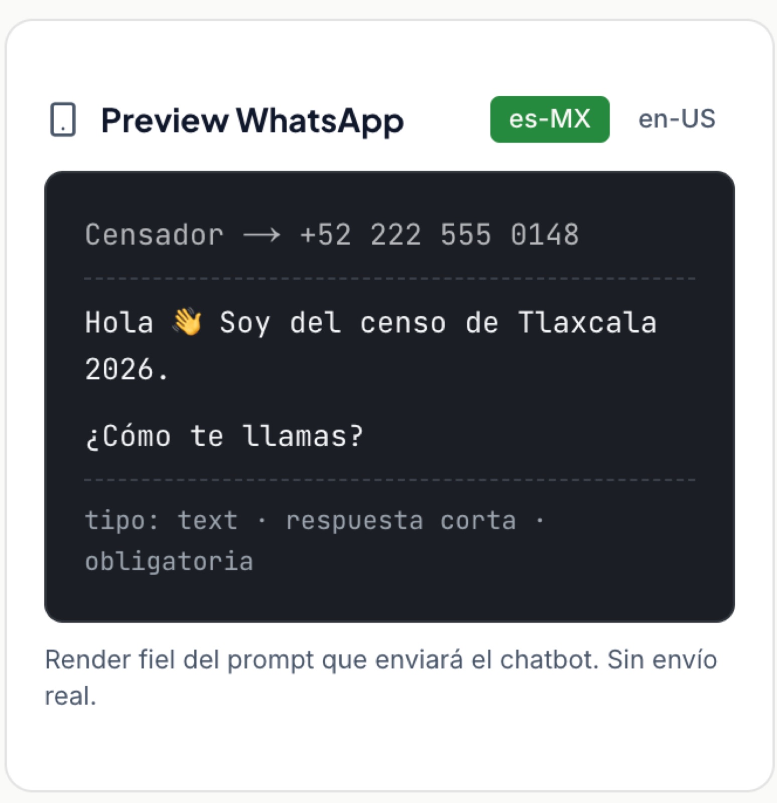 Preview de conversación de censo en WhatsApp